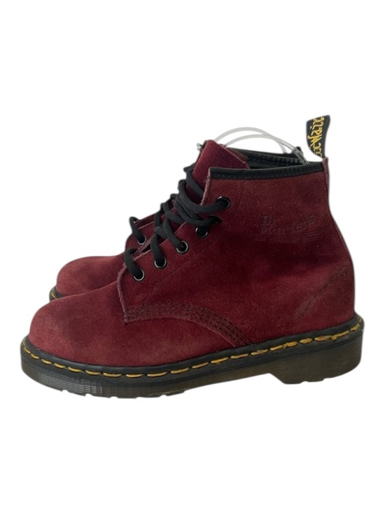 Dr Martens Shoes - Vintage Dr. Martens Made In England Dark Red Suede Lace Up 6 Eye Boots Size 6 US